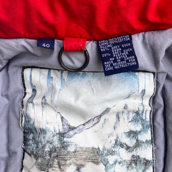 VTG Mighty Mac Duck Down Coat S 40 Red Insulated Zip Hood Outdoor Ski Winter - Picture 14 of 16